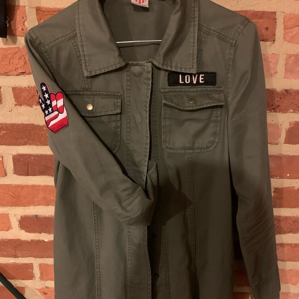 Military Style Jacket with embroidered patches